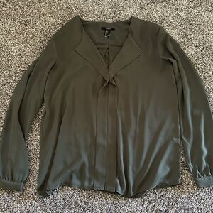 Forever 21 Olive Green Long Sleeve Blouse Size Small